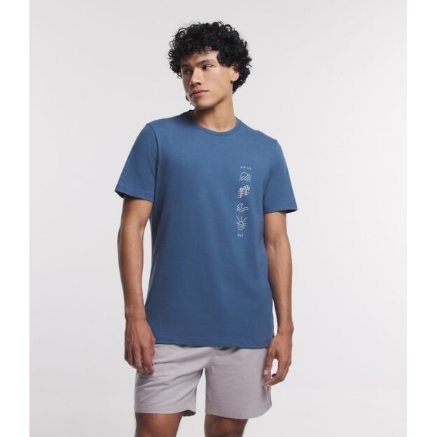 Camiseta Regular em Algodão com Estampa de Ícones Minimalistas