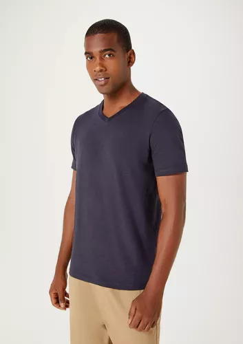 Camiseta Básica Masculina Flamê Com Decote V Hering