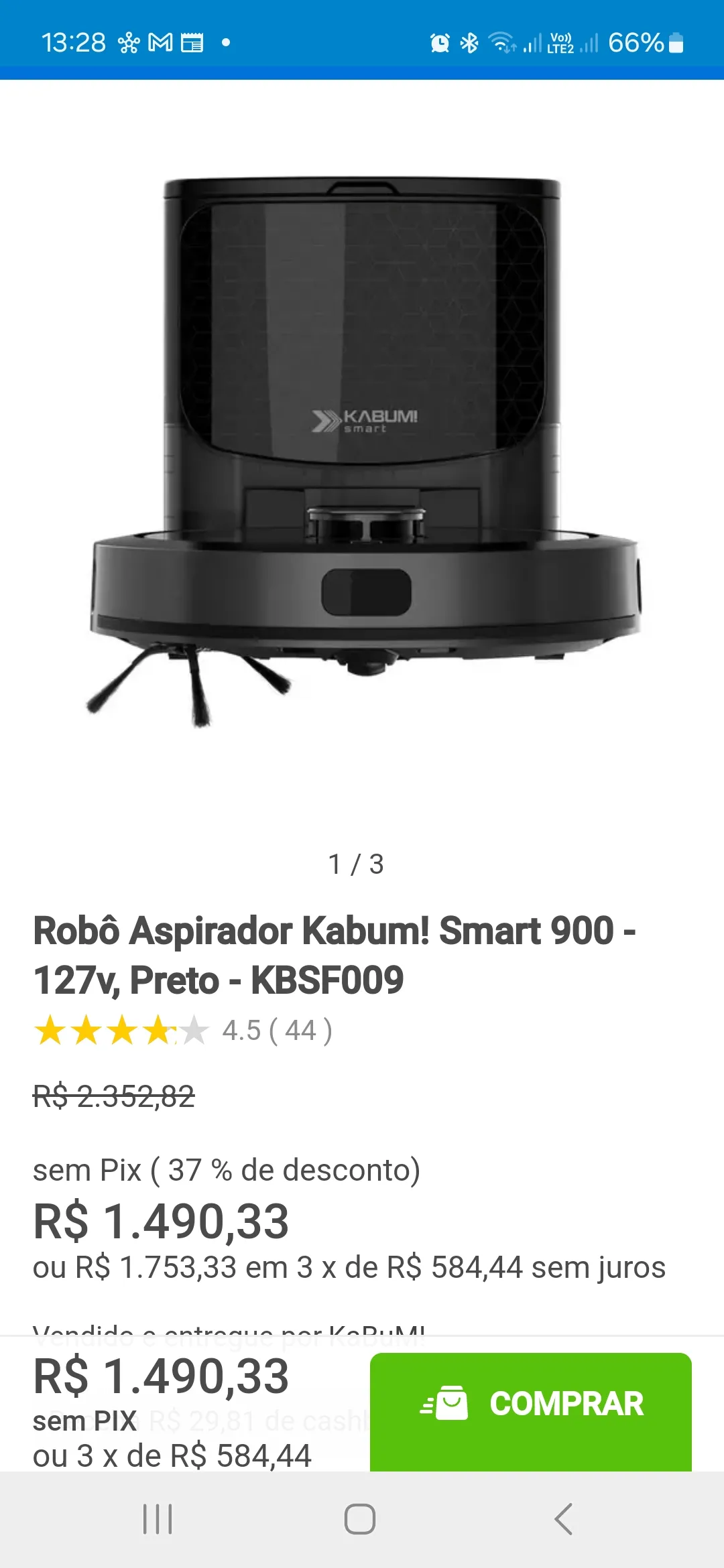 Robô Aspirador Kabum! Smart 900 - 127v, Preto - KBSF009