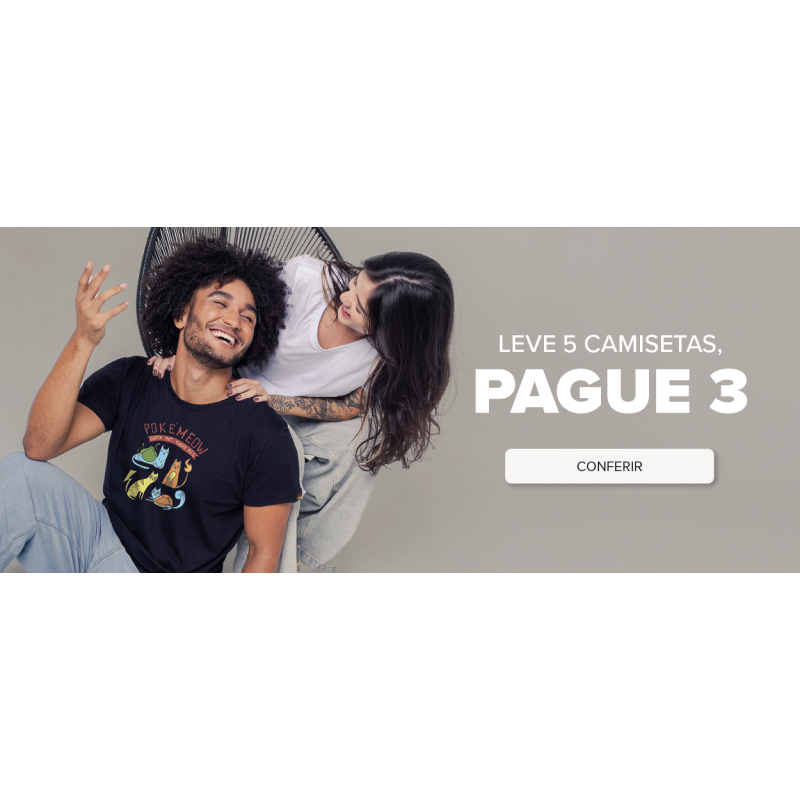 Seleção de Camisetas Leve 5 Pague 3 na Chico Rei