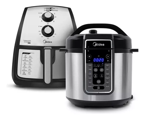 Kit Fritadeira Air Fryer 4l Cor Inox + Panela De Pressão 6l