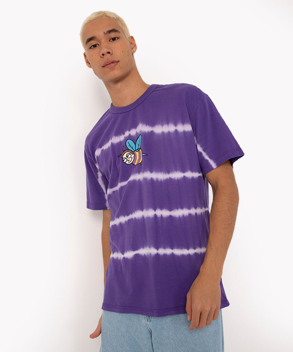 Camiseta de Algodão Manga Curta Tie Dye Rick And Morty - Tam P