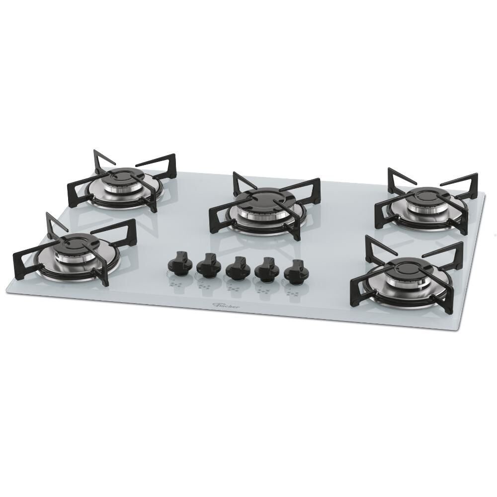 Cooktop Fischer 5 Bocas Vidro Branco 1642 - Bivolt (Reembalado)