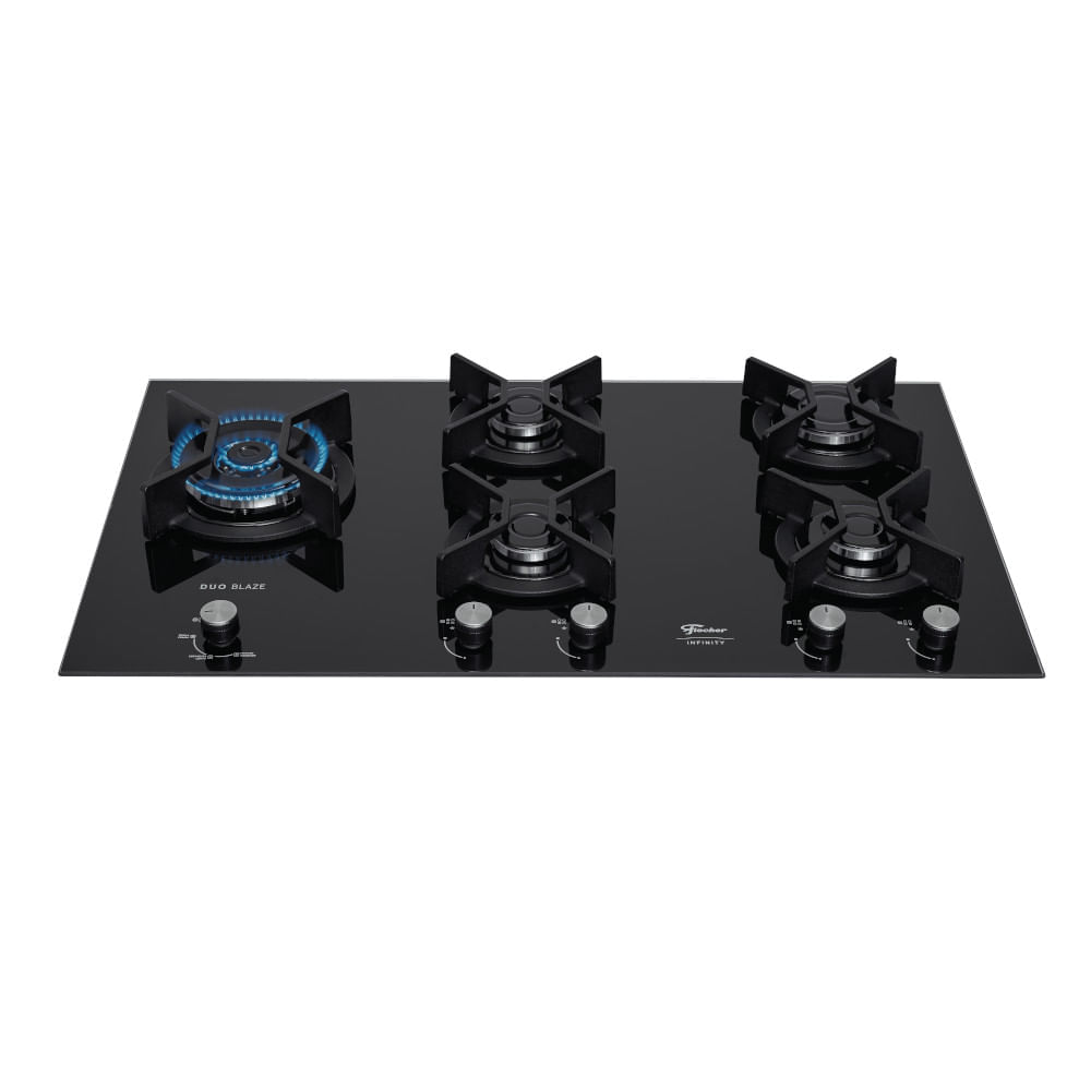 Cooktop Fischer 5 Bocas Infinity Duo Blaze Gás Mesa Vidro Preto Bivolt (Avariado)