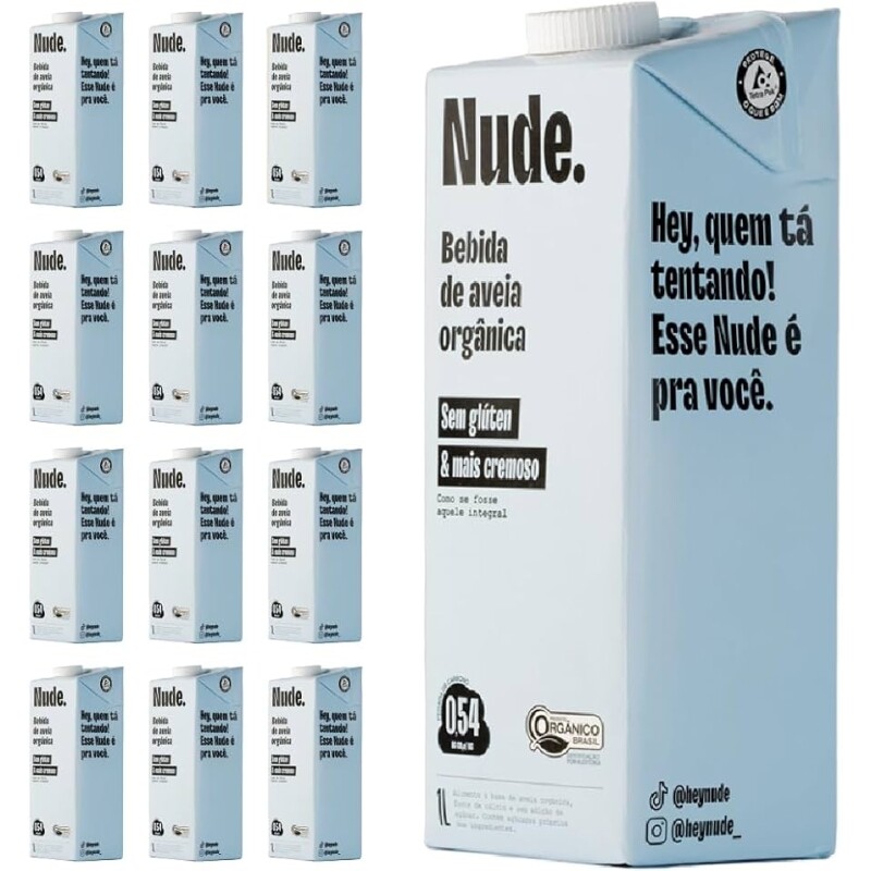 Pack Leite de Aveia Integral Nude 1L 12 Unidades