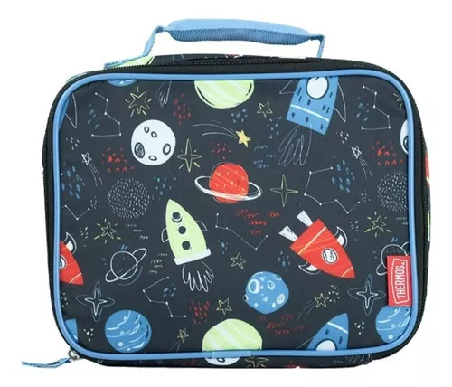 Nova Lancheira Térmica Infantil Com Alça Thermos Astronauta Cor Azul Universo / Astronauta