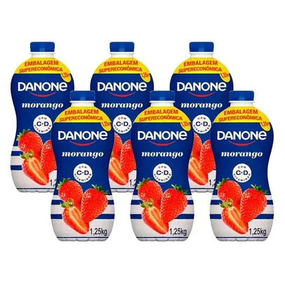 KIT 6 Iogurte Líquido DANONE Parcialmente Desnatado Morango 1,25 Kg [a unidade sai por R$ 11,66]