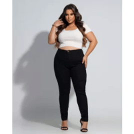 Calça Jeans Feminina Preta Levanta Bumbum Skinny Plus Size