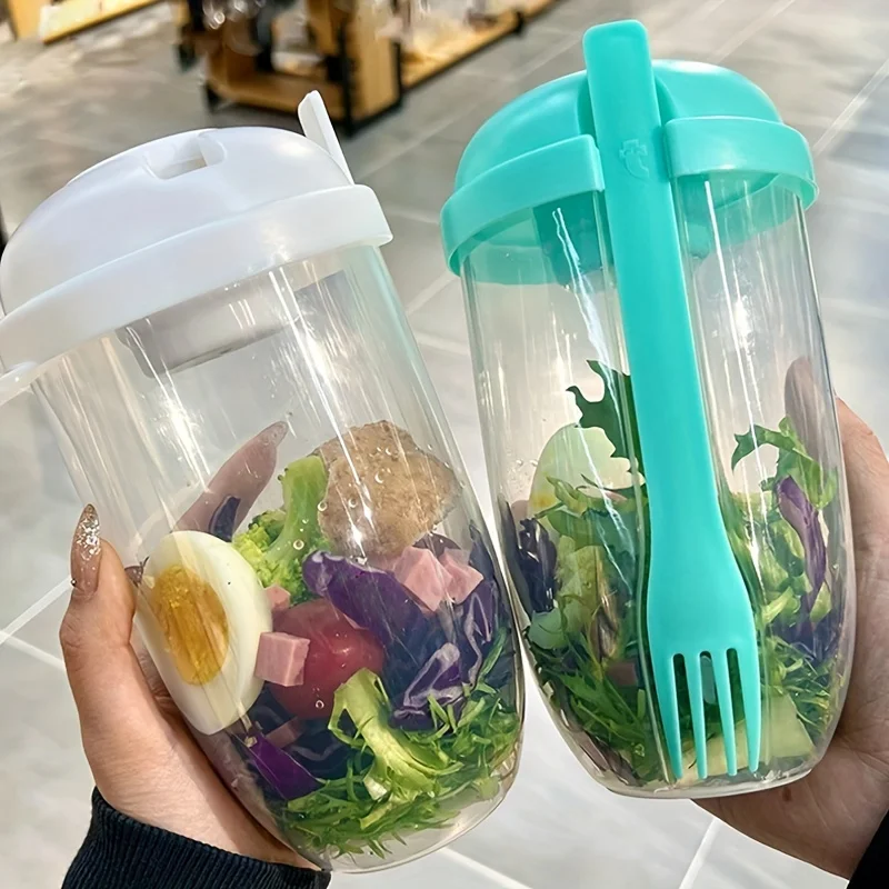 Salada no Copo com Colher Garfo Tampas 1L Portátil Marmita