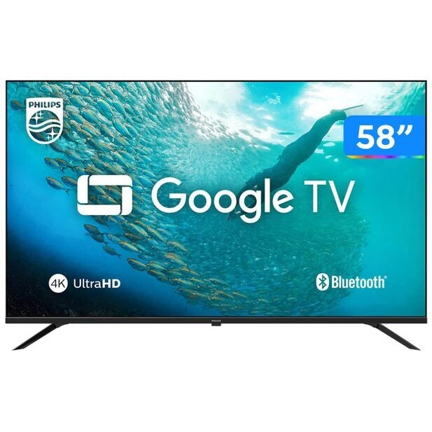 Smart TV 58" 4K UHD D-LED Philips Série 7019 58PUG7019/78 Wi-Fi Bluetooth Google Assistente 3 HDMI 2 USB