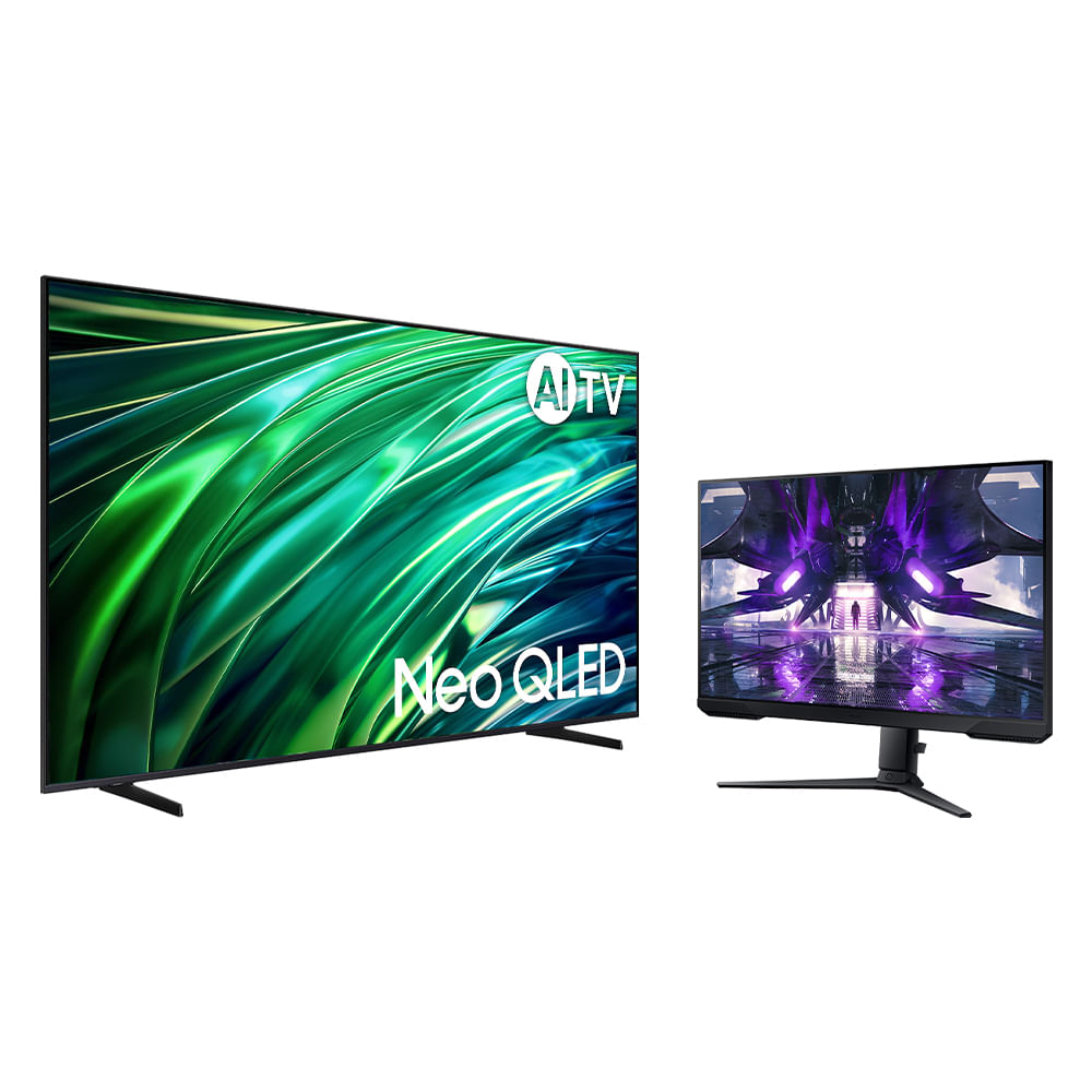 Combo Samsung AI TV 55" Neo QLED 4K 55QNX1 2024 + Monitor Gamer Odyssey G32 27"