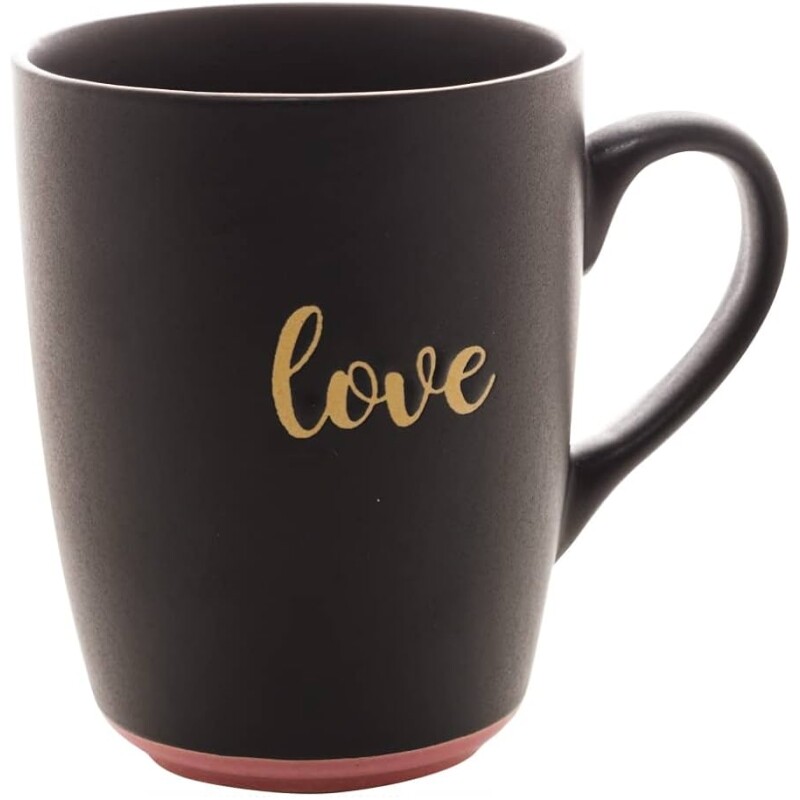 Caneca Cerâmica Love Preto Matt/Rosa 340ml