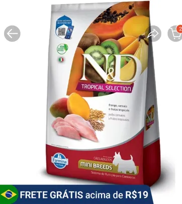 Ração Seca ND Tropical Selection Frango, Cereais e Frutas Tropicais para Cães Adultos mini 2kg