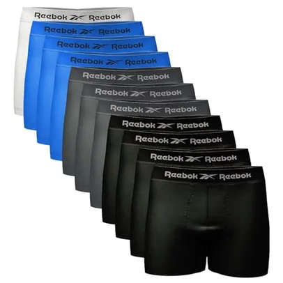 Kit 11 Cuecas Boxer Reebok Masculinas Microfibra Adulto Box Sem Costura (BR, Alfa, G, Regular, Sortidos 2)