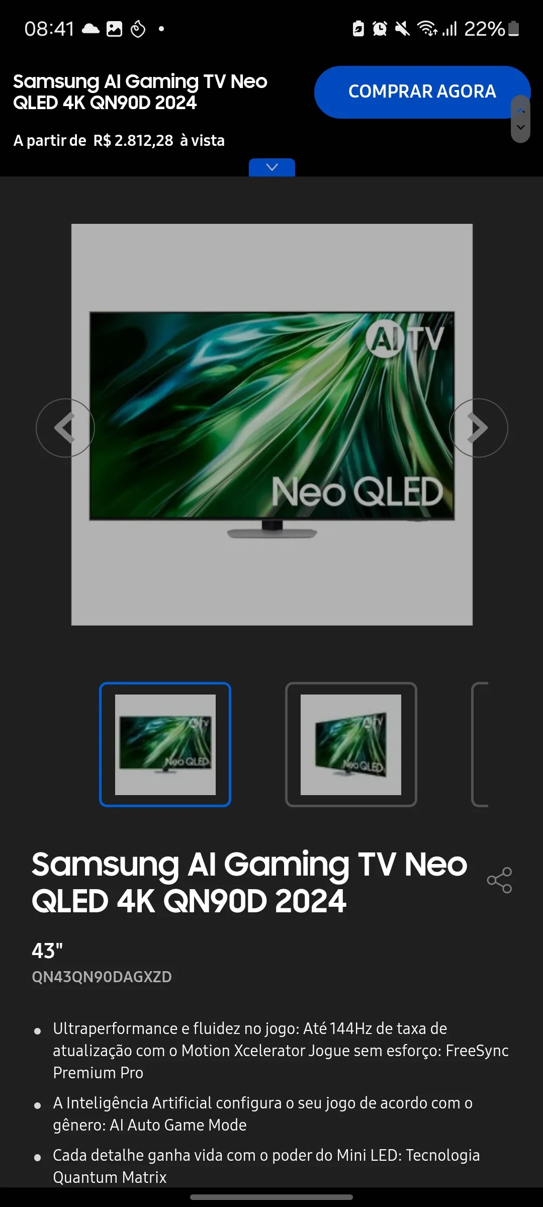 [MEMBERS] TV 43 Samsung AI Gaming TV Neo QLED 4K QN90D 2024