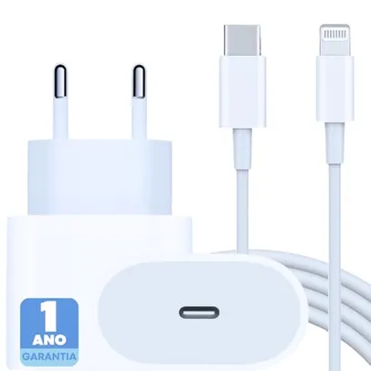 Cabo Usb-C-Lightning + Fonte Carregador 25W Turbo Compatível iPhone X Xr SE 11 12 13 14 Premium®