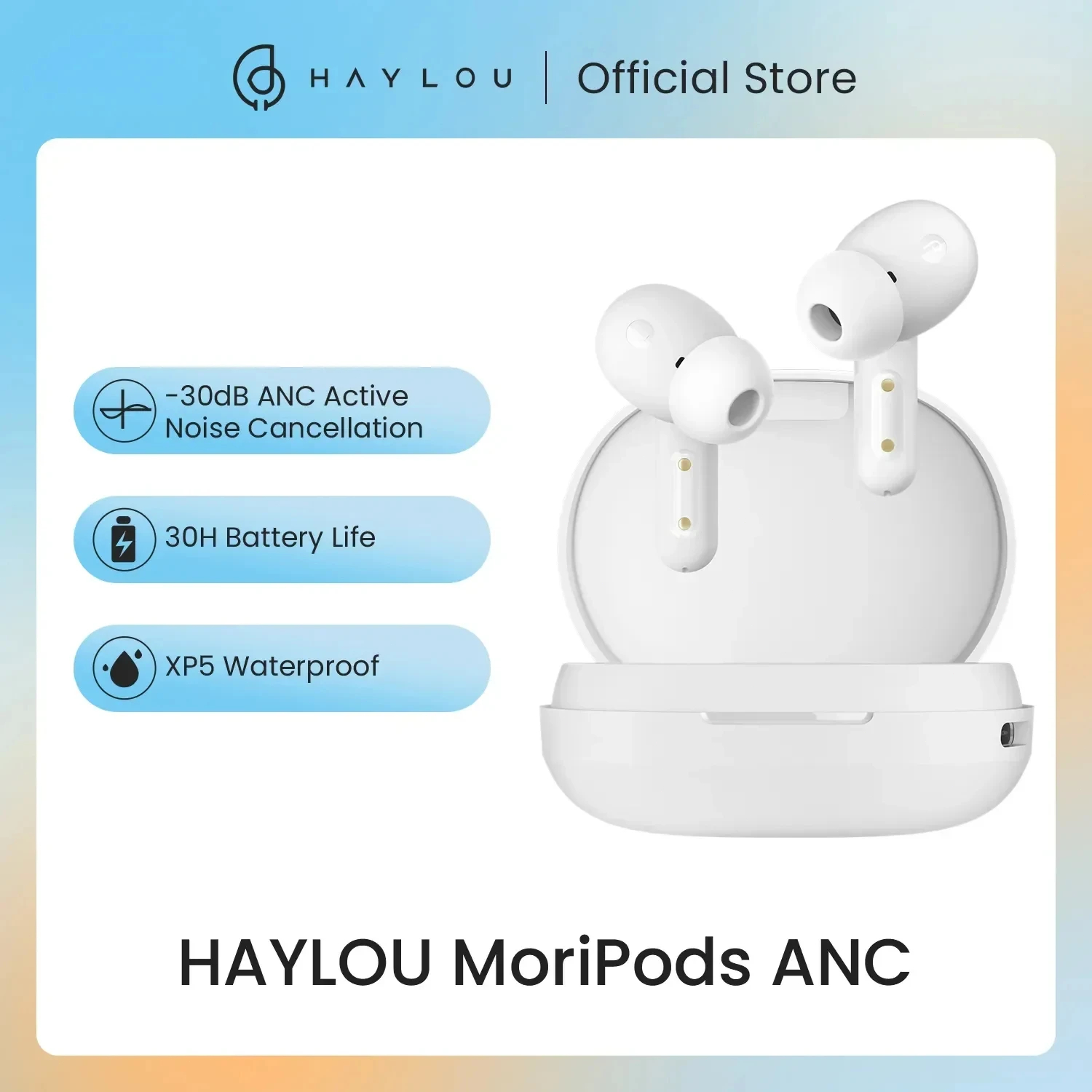 (Moedas) Fone de Ouvido Haylou Moripods ANC Bluetooth 5.2