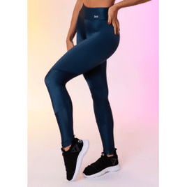 Calça Legging Happiness com Recortes Texturizada Azul Marinho