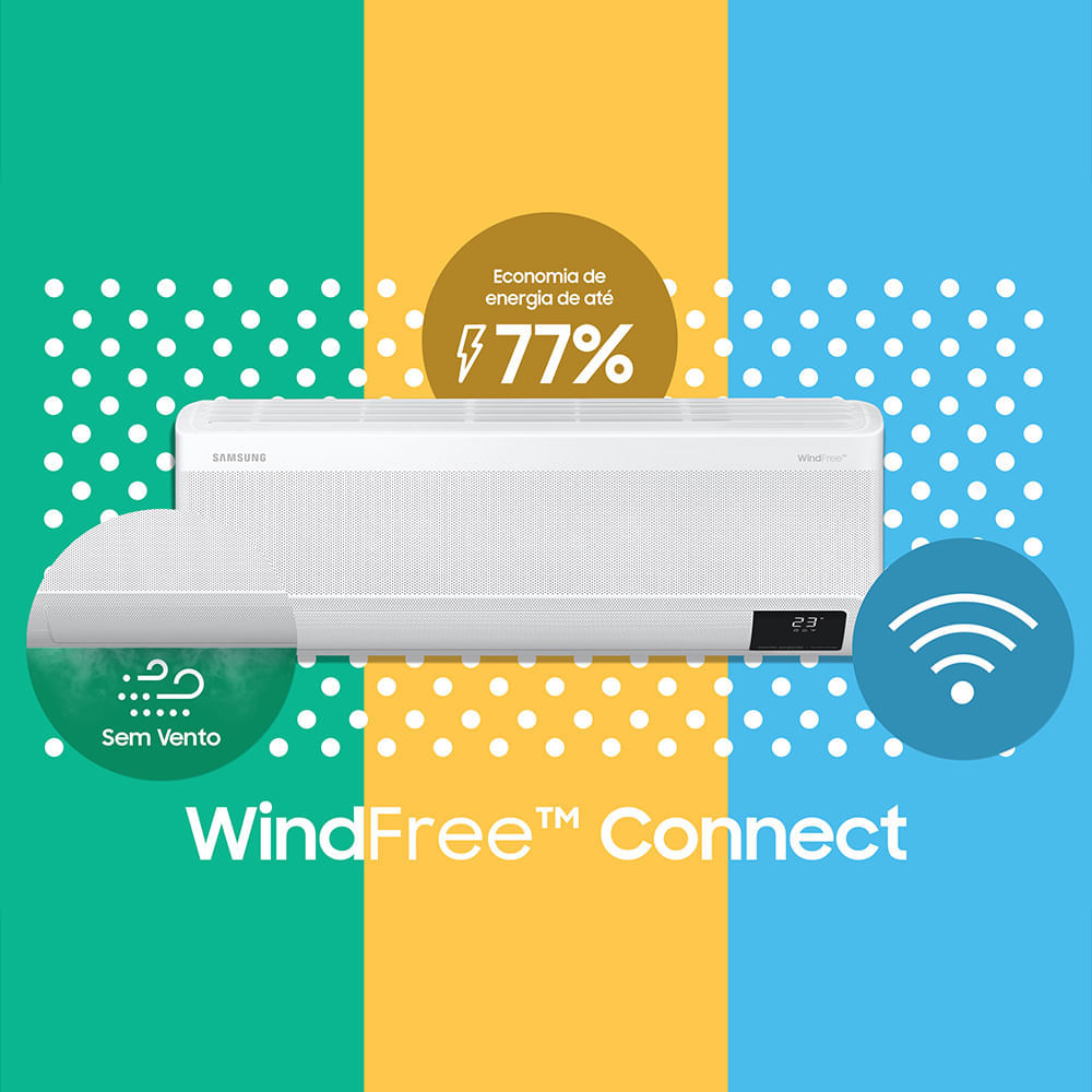 Ar Condicionado Split Inverter Samsung Windfree Connect sem Vento Frio 9000btus