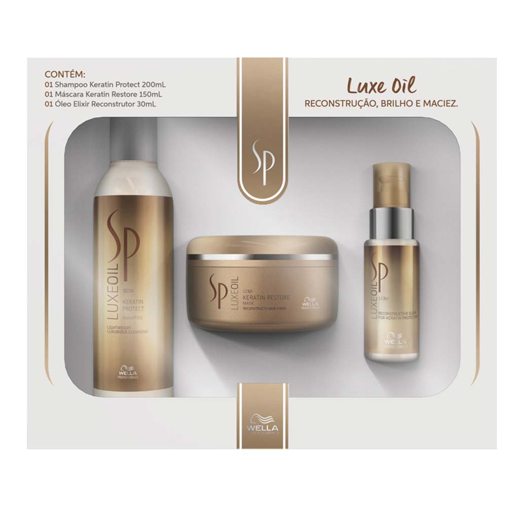 Kit Wella System Professional Luxe Oil Triplo - Shampoo + Máscara + Óleo