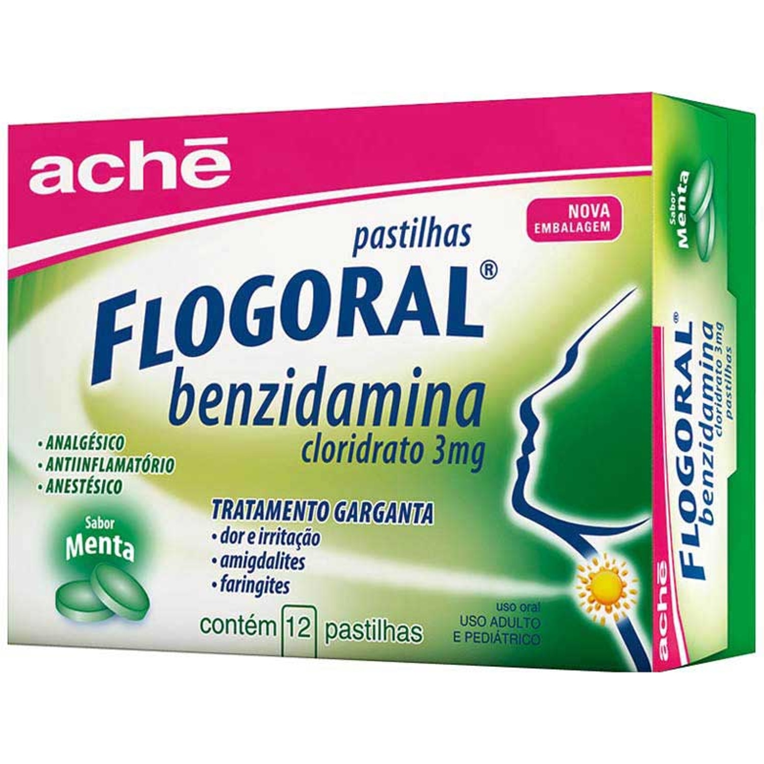 Flogoral Menta 3mg 12 Pastilhas