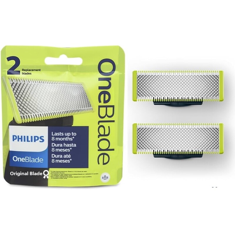 Lâminas de reposição originais Philips OneBlade para barbeador e aparador elétrico OneBlade aço inoxidável duráve