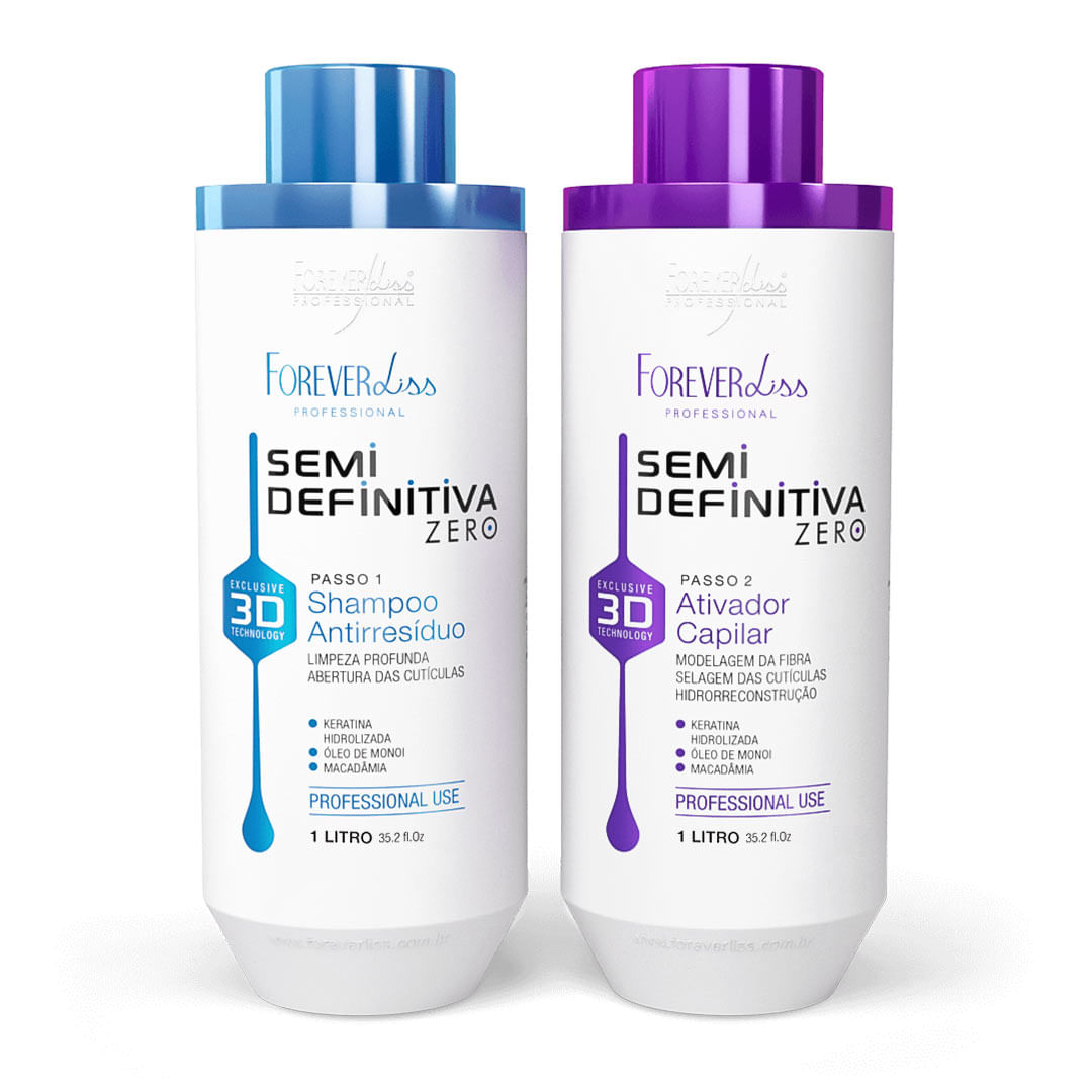 Kit Escova Semi Definitiva Zero 2x1Litro Forever Liss