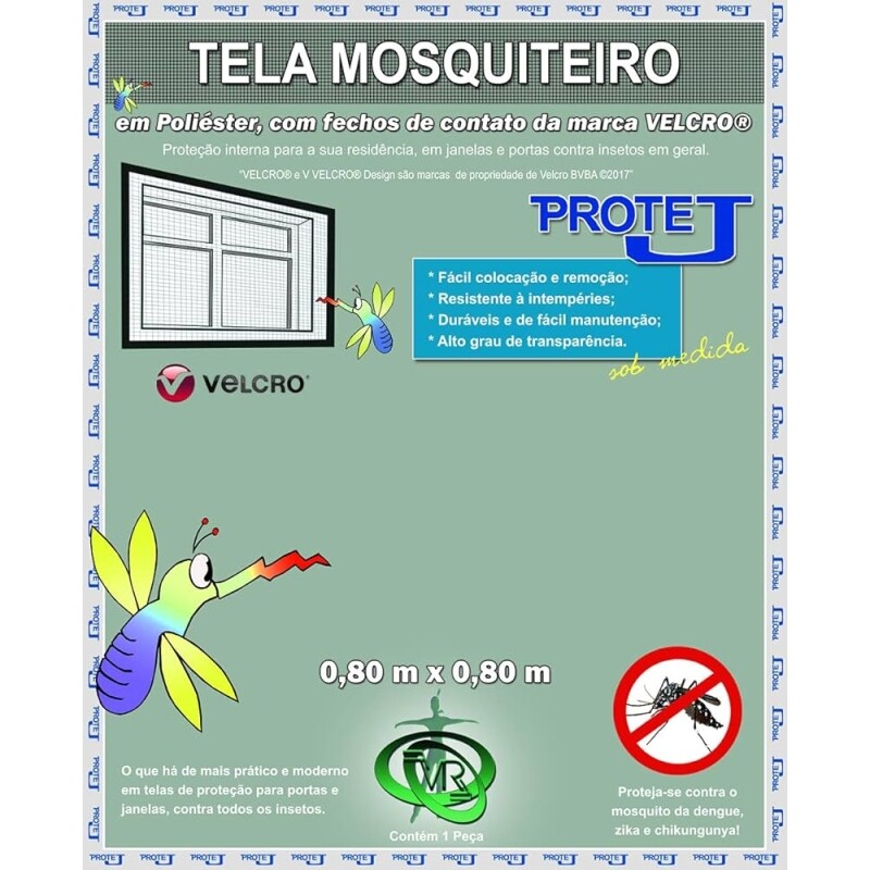 Tela Mosquiteiro Com Velcro Protej Cinza