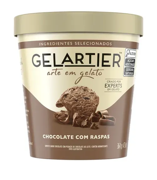 Sorvete Chocolate com Raspas Gelartier Pote 473ml (Levando 2)