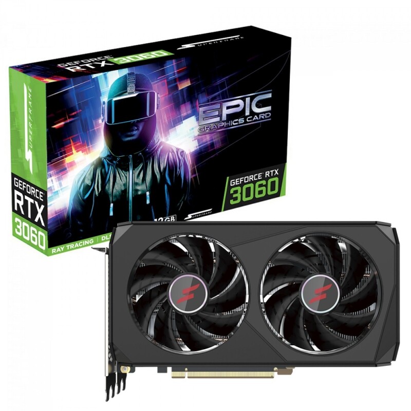 Placa de Vídeo SuperFrame NVIDIA GeForce RTX 3060 EPIC Black 12GB GDDR6 DLSS Ray Tracing