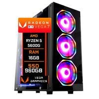 Pc Gamer Fácil Amd Ryzen 5 5600G, 16GB DDR4, Radeon Vega 7 Graphics, SSD 960GB, Fonte 500w - Windows 10