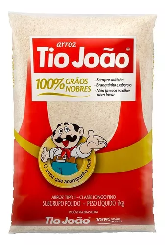 (Add 6 unidades)Arroz Branco Tipo 1 Pacote Com 5kg Tio João