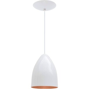 Pendente Soft Cone Branco Cobre Luminária Alumínio Lustre 18cm Sala