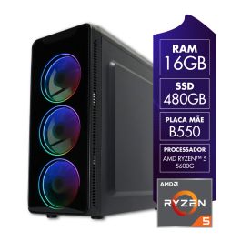 [1ªCompra R$1891] Computador Gamer AMD Ryzen 5 5600G 16GB SSD 480GB Radeon Vega 7 CertoX Stream 1037