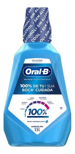 [Levando 8un R$134] Enxaguante Bucal 100% De Sua Boca Cuidada 1,5 Litros Oral-b