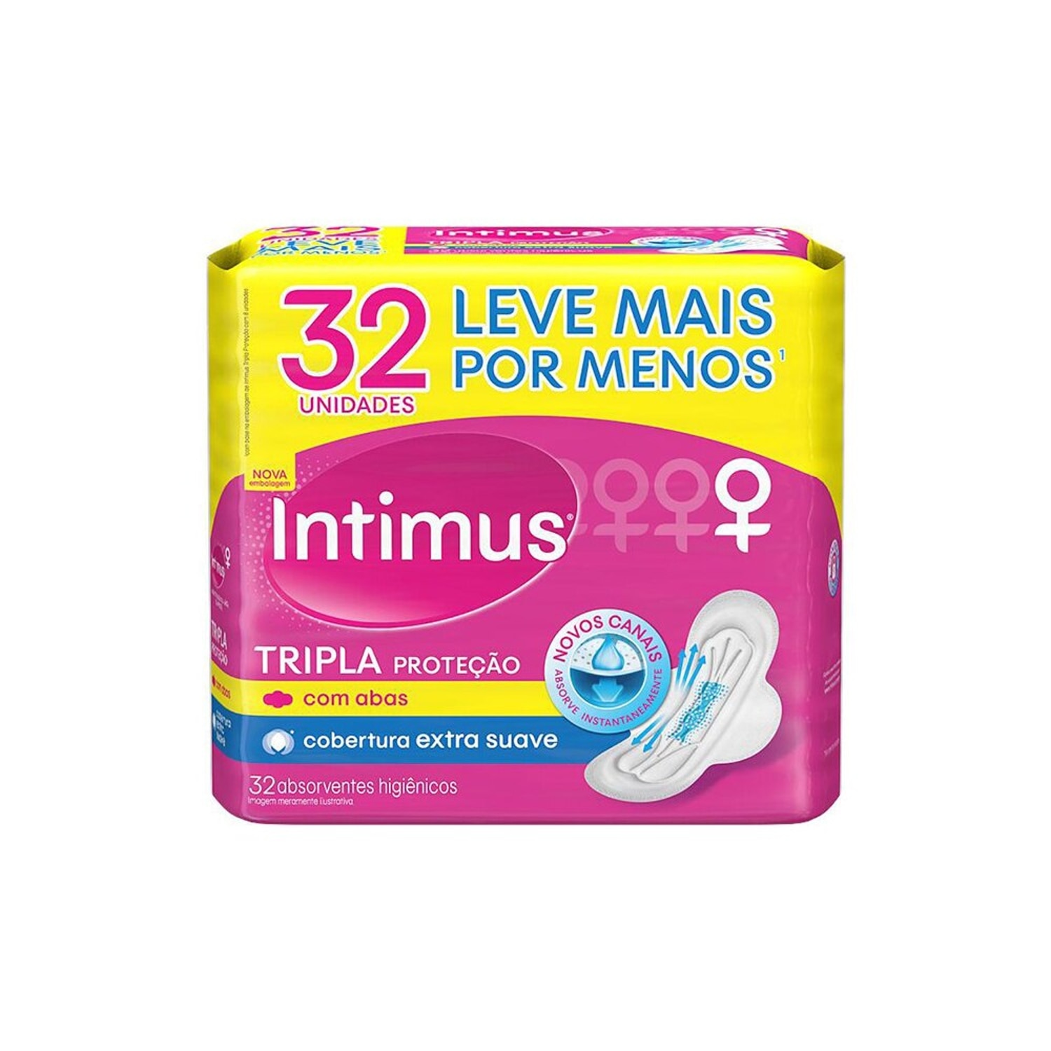 Absorvente Intimus Gel Tripla Protecao Suave com Abas 32 Unidades