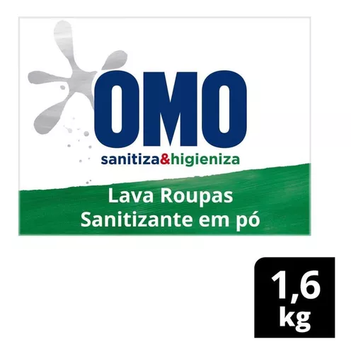 [Leve 10] Lava-roupas Em Pó Omo Sanitiza & Higieniza 1,6kg