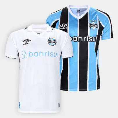 Kit Camisa Grêmio 24/25 s/n° Torcedor I e II Umbro Masculina 2 Peças