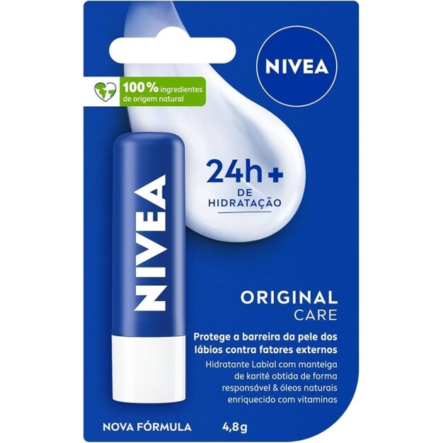 NIVEA Hidratante Labial Original Care - Com Manteiga de Karité & Pantenol hidrata por 12 horas oferecendo proteção e