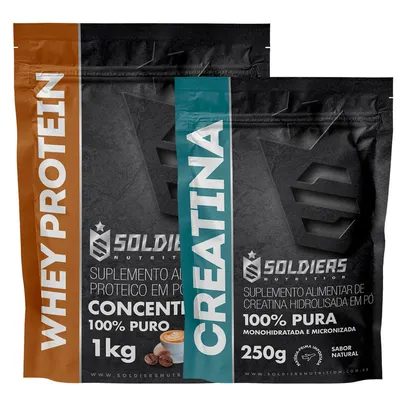 Kit: Whey Protein Concentrado 1Kg + Creatina Monohidratada 250g - 100% Importado - Soldiers Nutrition