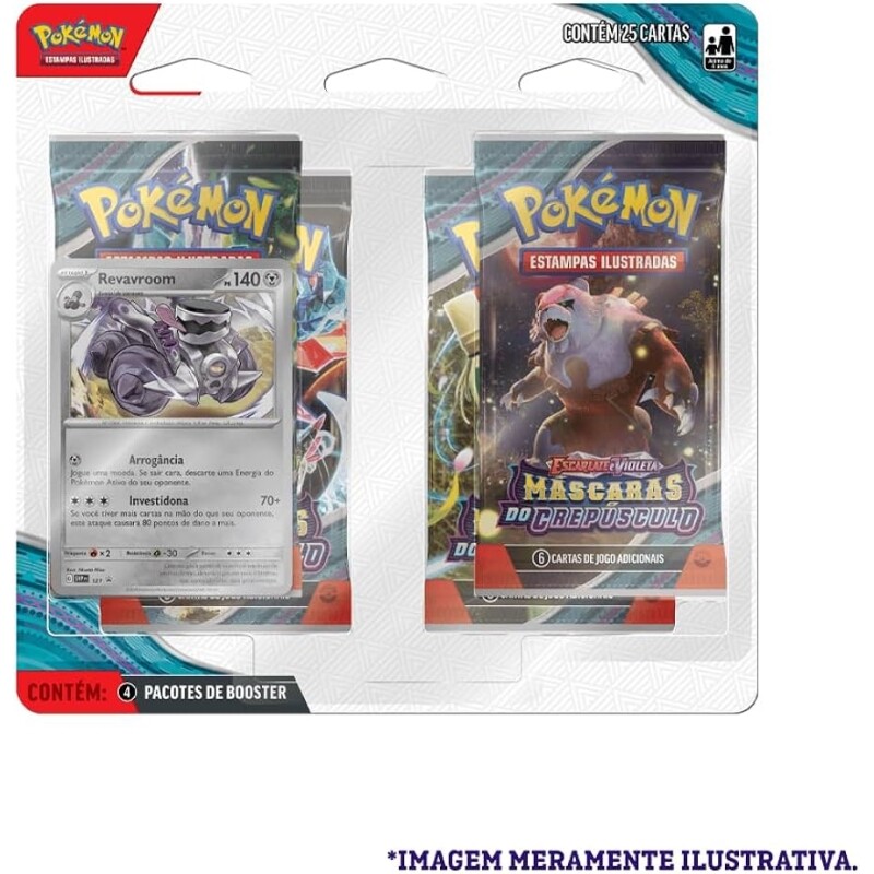 Blister Quadruplo Pokémon TCG Revavroom Escarlate E Violeta 6 Mascaras De Crepúsculo