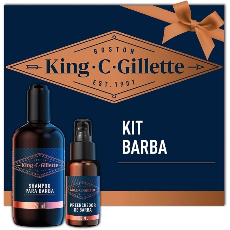 Kit Shampoo para Barba 241ml e Sérum Preenchedor de Barba 50ml King C Gillette