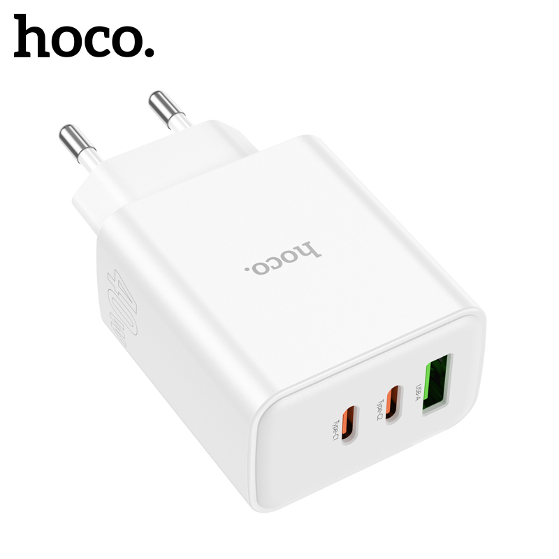 [R$ 41 COM MOEDAS/TAXA INCLUSA] 2 UNIDADES HOCO Carregador Rápido 40W, PD, Dual USB C, QC3.0, Para iOS e Android