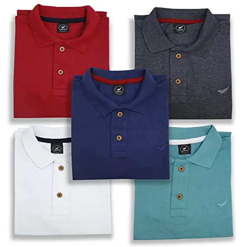 Kit 5 Camisa Polo Envoy Tecido Piquet Básica Masculina (P, BRANCA-CHUMBO-MARINHO-VERMELHO-VERDE)