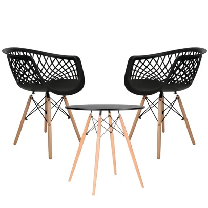 Conjunto Mesa 70 cm + 2 Cadeiras Cadeiras Web DSW para Sala de Estar Jantar e Recepção