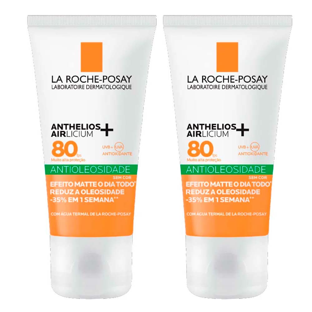 2 Unidades Protetor Solar La Roche Posay Anthelios Airlicium FPS80 Sem Cor 40g