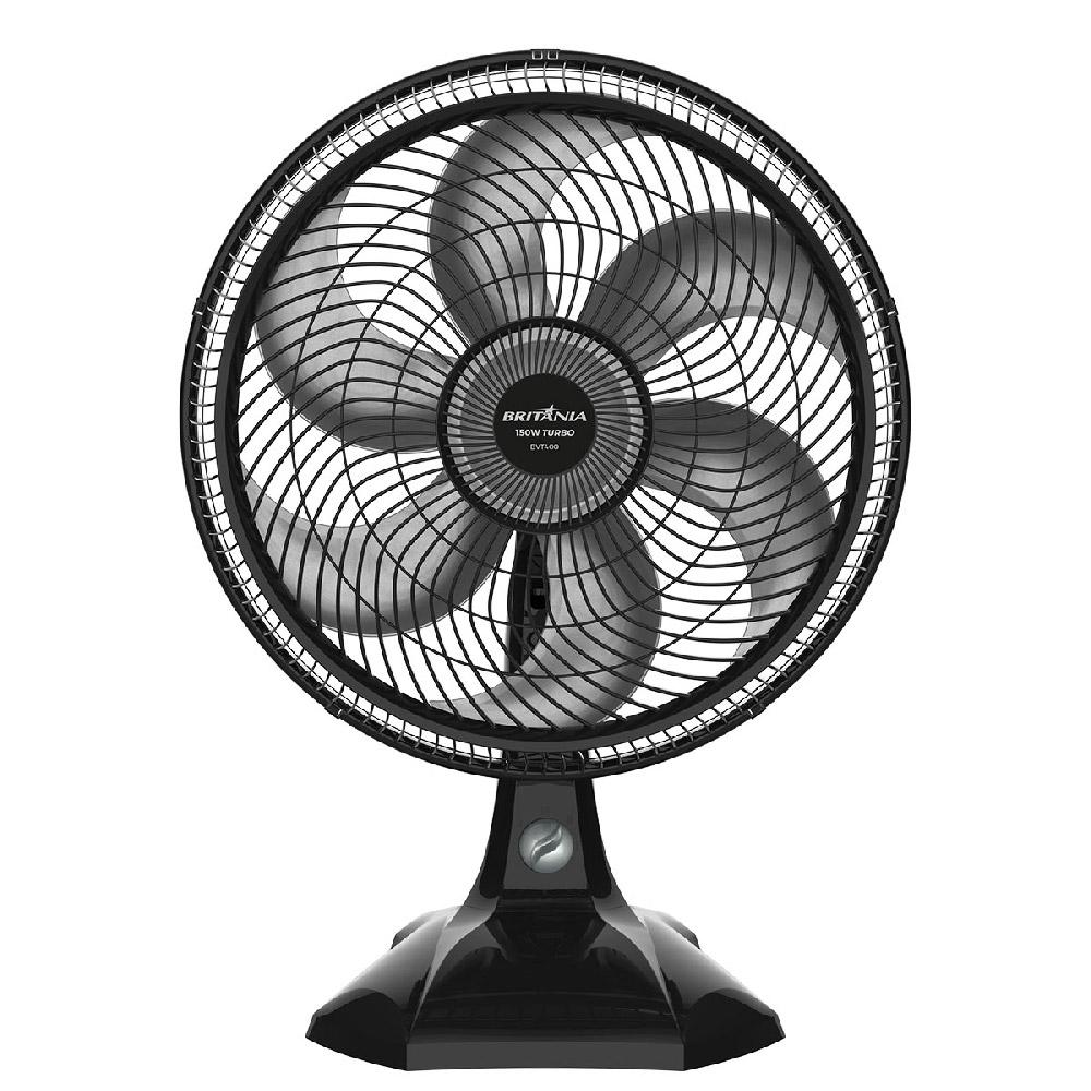 Ventilador De Mesa 40cm 6 Pás 150 W Maxx Force Britânia Bvt400 Preto Com Prata 127v