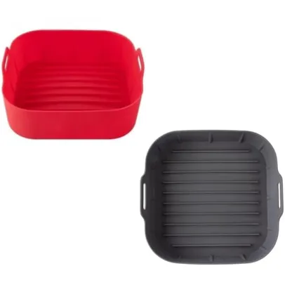 Kit 2 Formas Panela Forro Para Cozimento Airfryer Sem Sujeira Reutilizável Livre de BPA 19cm - Forma Air Fryer Silicone Reutilizavel