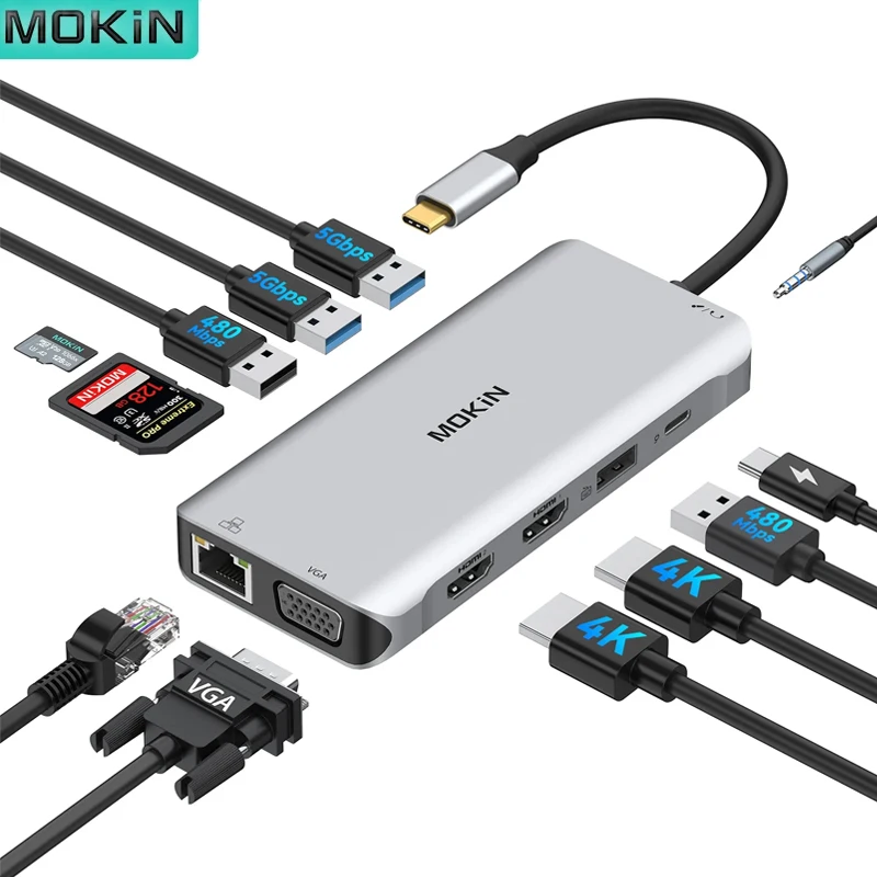 [APP/Moedas R$ 42] Hub USB C 10 em 1 com Vídeo