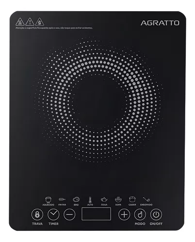 Cooktop Indução ACKI01I-01 Preto 1 Boca 1200W Agratto 127V